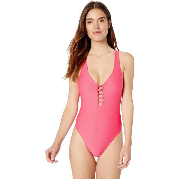 Nanette Lepore Women's High Leg Pink One Piece Swimsuit NWT 8 NWT - Picture 4 of 8